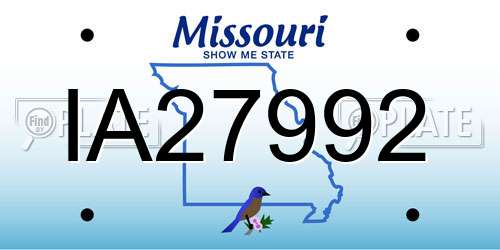 IA27992 Missouri License Plate