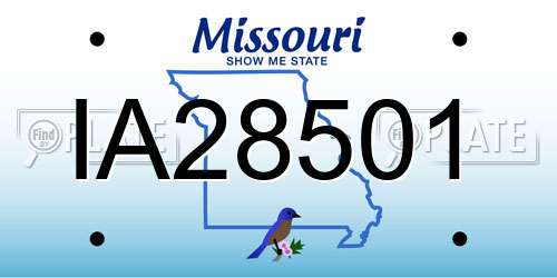 IA28501 Missouri License Plate