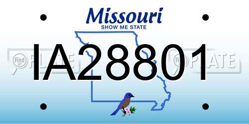 IA28801 Missouri License Plate