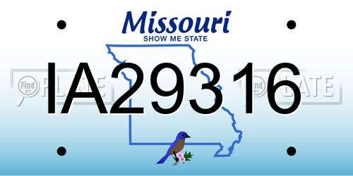 IA29316 Missouri License Plate