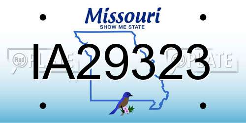 IA29323 Missouri License Plate