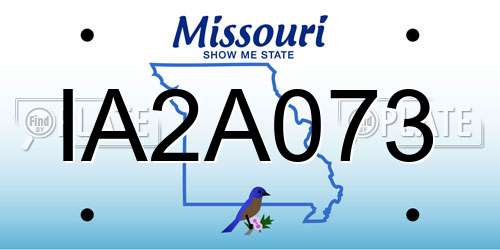 IA2A073 Missouri License Plate
