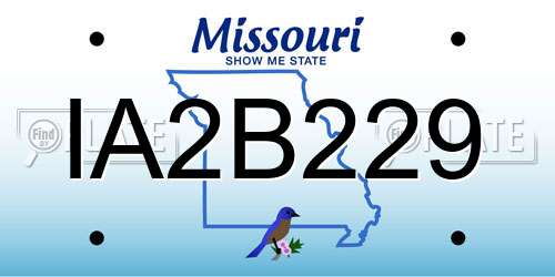 IA2B229 Missouri License Plate