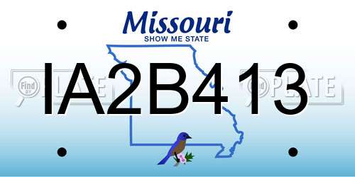 IA2B413 Missouri License Plate