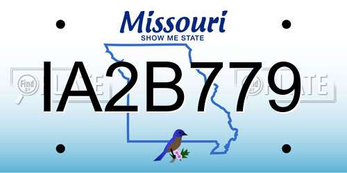 IA2B779 Missouri License Plate