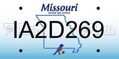 IA2D269 Missouri License Plate