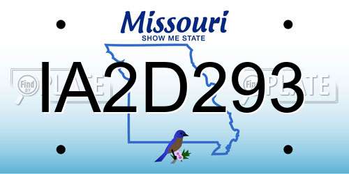 IA2D293 Missouri License Plate