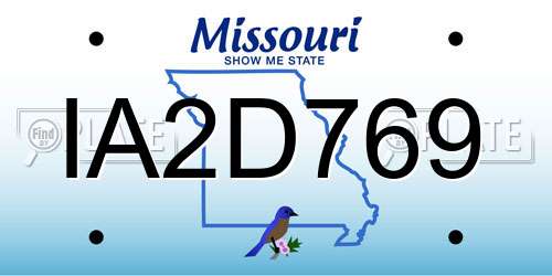 IA2D769 Missouri License Plate