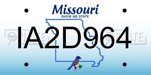 IA2D964 Missouri License Plate