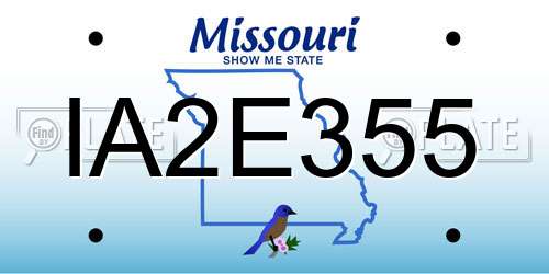 IA2E355 Missouri License Plate