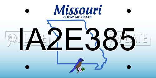 IA2E385 Missouri License Plate
