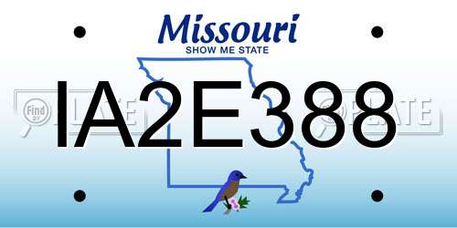 IA2E388 Missouri License Plate