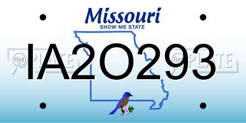 IA2O293 Missouri License Plate