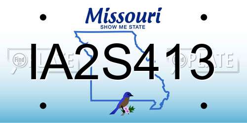 IA2S413 Missouri License Plate