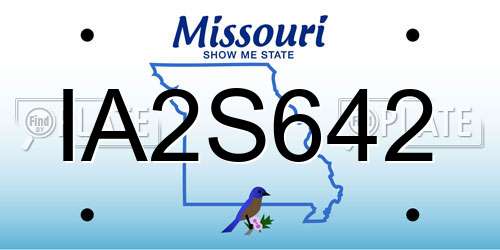IA2S642 Missouri License Plate
