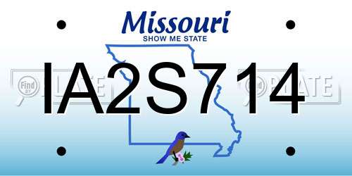 IA2S714 Missouri License Plate