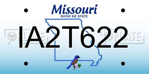 IA2T622 Missouri License Plate