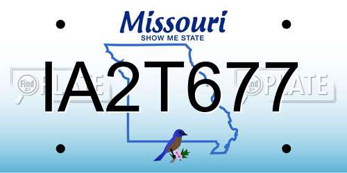 IA2T677 Missouri License Plate