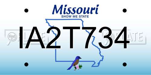IA2T734 Missouri License Plate