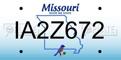 IA2Z672 Missouri License Plate