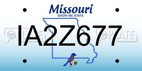 IA2Z677 Missouri License Plate