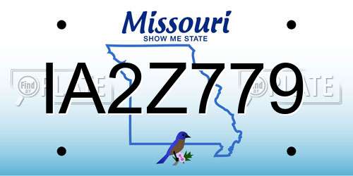 IA2Z779 Missouri License Plate