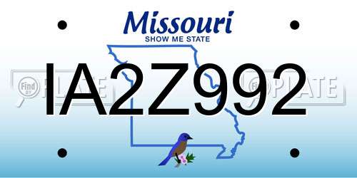 IA2Z992 Missouri License Plate