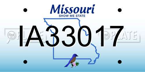 IA33017 Missouri License Plate