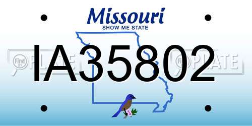 IA35802 Missouri License Plate
