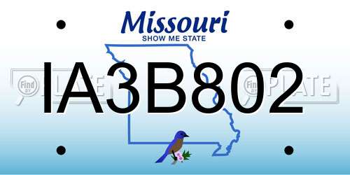 IA3B802 Missouri License Plate