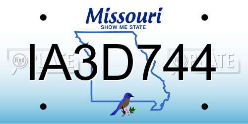 IA3D744 Missouri License Plate