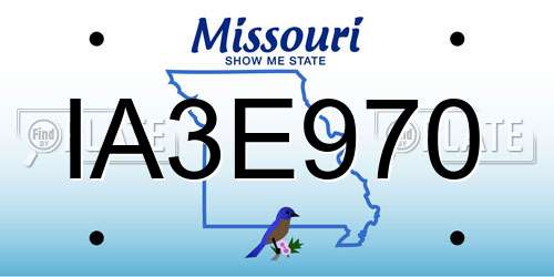 IA3E970 Missouri License Plate