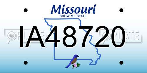 IA48720 Missouri License Plate