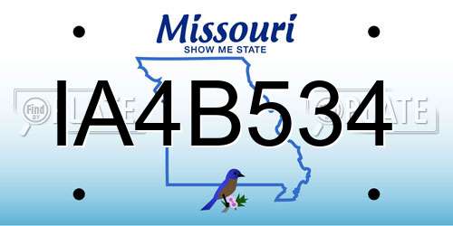 IA4B534 Missouri License Plate
