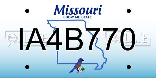 IA4B770 Missouri License Plate