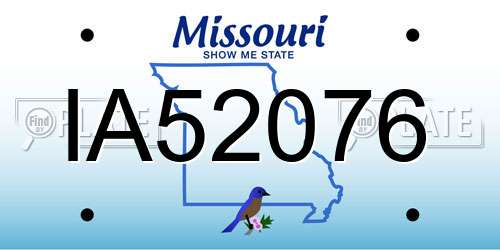 IA52076 Missouri License Plate
