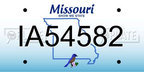 IA54582 Missouri License Plate