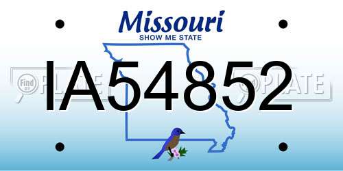 IA54852 Missouri License Plate
