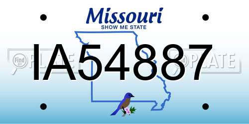IA54887 Missouri License Plate