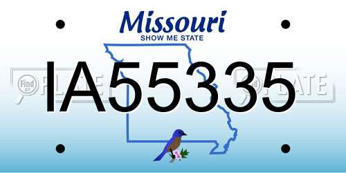 IA55335 Missouri License Plate