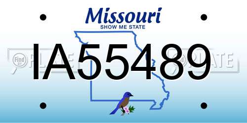 IA55489 Missouri License Plate
