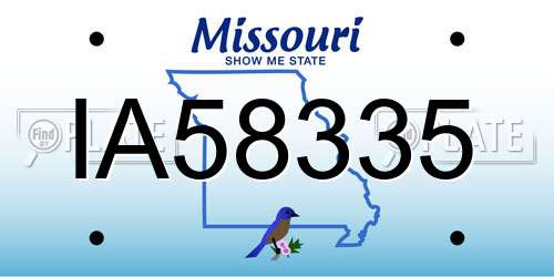 IA58335 Missouri License Plate