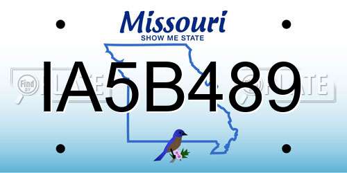 IA5B489 Missouri License Plate