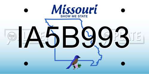 IA5B993 Missouri License Plate