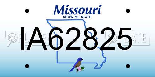 IA62825 Missouri License Plate