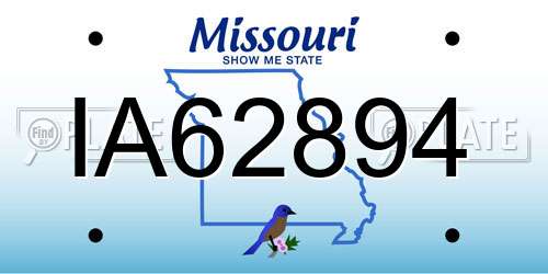 IA62894 Missouri License Plate