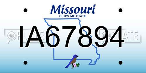 IA67894 Missouri License Plate