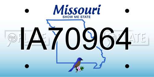IA70964 Missouri License Plate