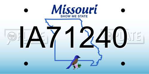 IA71240 Missouri License Plate