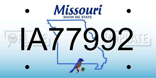 IA77992 Missouri License Plate